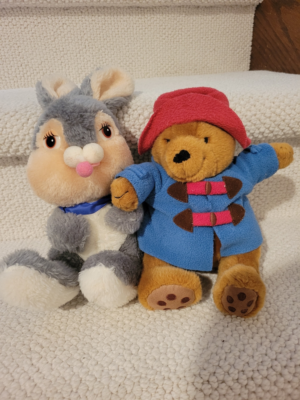 Plush Paddington Bear in Blue Coat & Red Hat with Bunny Buddy